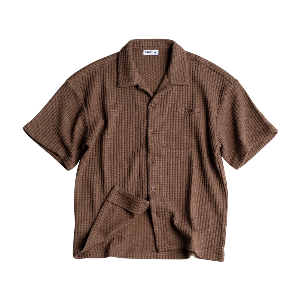Textured Waffle Shirt - Brown