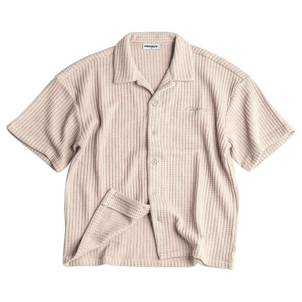 Textured Waffle Shirt - Cream