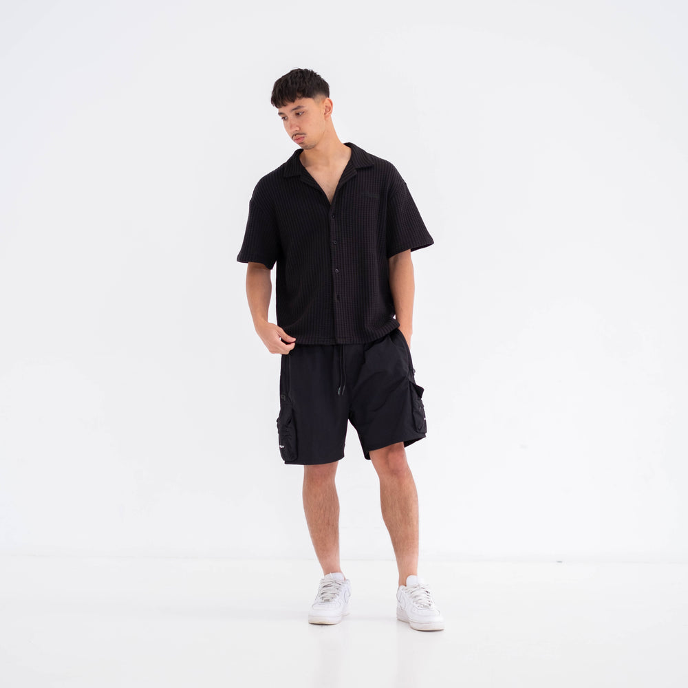 
                      
                        Textured Waffle Shirt - Black
                      
                    