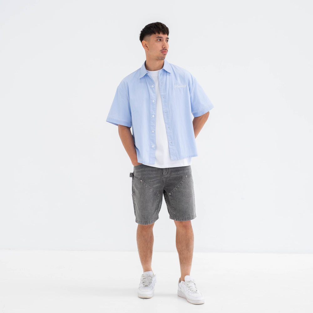 
                      
                        Boxy Script Shirt - Sky Blue
                      
                    