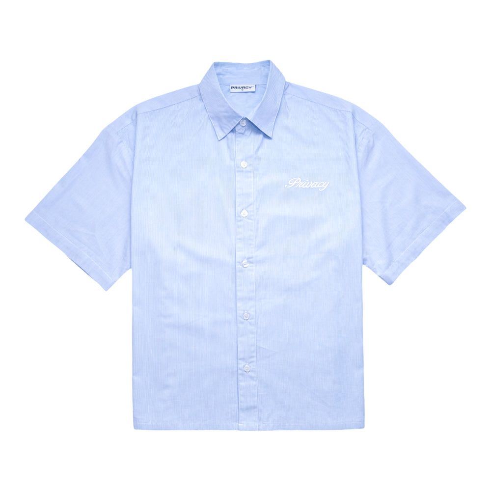 Boxy Script Shirt - Sky Blue